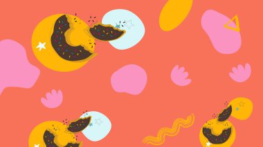 Ilık bej yemek temalı arka plan fırınlar, ekmek ruloları, tarçınlı çörekler ve mutfak içeriği oluşturma için pişirme araçları.