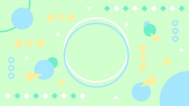 Açık yeşil soyut arka plan, nazik daireler, üçgenler ve ince geometrik şekiller. Bebek ürünleri, bloglar ya da sakin görseller için harika.