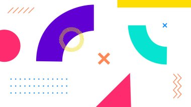 Göz alıcı geometrik düzen, canlı şekiller ve çizgiler. Gençlik odaklı ve modaya uygun markalaşma.