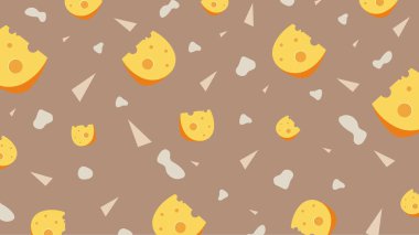 Yuvarlak peynirli yuvarlak elementler, açık kahverengiye kremalı gölgeler. Eğlenceli yemek temalı sanat eserleri.