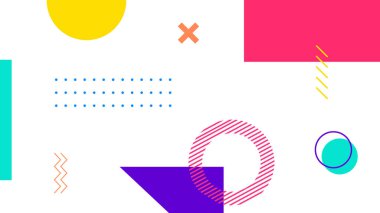 Pembe, sarı, mavi ve mor renkli canlı şekiller. Web tasarımı ve gençlik odaklı grafikler için harika.