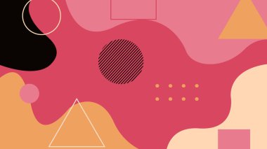 Pembe ve mercan sıvısı şekilleri soyut sembollerle birleştirilmiş. Paketleme, editoryal düzenleme ve zarif görseller için ideal.