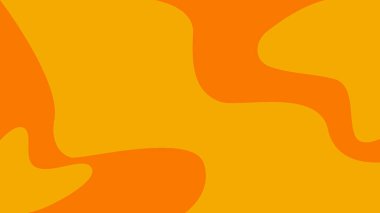 Parlak sarı bir tabanda akan turuncu şekillerin canlı bileşimi dinamik ve canlı soyut bir görsel yaratıyor..