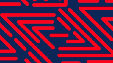 Koyu kırmızı geometrik labirent tarzı kompozisyon. Koyu mavi üçgen ve çizgi şeklinde. Retro, editör ya da teknolojik görseller için ideal.