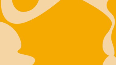 Pürüzsüz bej şekilleri olan parlak sarı tabanlı yüzeyde oyuncu ve dinamik soyut bir sanat eseri yaratıyor..