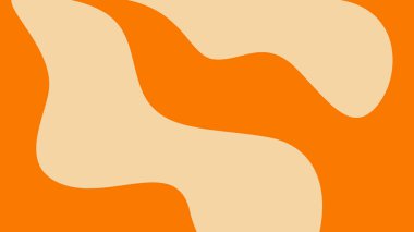 Güçlü turuncu bir taban üzerinde dinamik bej dalgaları olan soyut modern arka plan, cesur, minimalist kompozisyonlar için mükemmel..