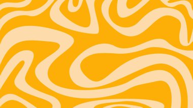 Turuncu bir arkaplan üzerinde dalgalı bej çizgiler bulunan pürüzsüz soyut bir arkaplan. Yaratıcı görseller için yumuşak ama dinamik