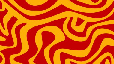 Göz alıcı soyut bir arka plan, parlak kırmızı ve sarı kıvrımlı kıvrımlı karalamalar. Retro ve enerjik görseller için mükemmel..