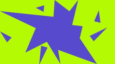 Göz alıcı mor patlama grafiği, neon yeşil zemin üzerinde, pop sanat görselleri ve yüksek enerjili modern projeler için mükemmel..