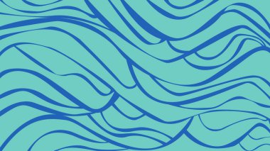 Deniz mavisi arkaplanındaki dinamik elektrik hattı sanatı soyut sualtı akımlarını ve yaratıcı hareketleri taklit ediyor.