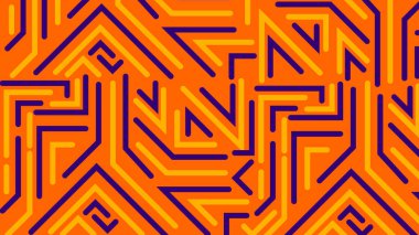 Beyaz üzerinde açısal sarı ve menekşe çizgileri dinamik soyut bir düzen oluşturur. Retro etkilerle, teknoloji, müzik veya pop-sanat görselleri için mükemmeldir..