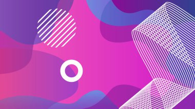 Kalın mor örtüler ve dinamik çizgi elementleriyle canlı pembe soyut bir arka plan. Fütürist ve yaratıcı bir dijital düzen.
