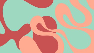 Geçmişe dönük soyut bir arka plan. Sıvı şekilli, sessiz kırmızı ve şeftalili arkaplan. Eski görseller ve pürüzsüz, organik grafik içeriği için harika.