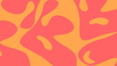 Açık sarı üzerine mercan kırmızısı organik elementler katılmış. Cesur şekilli neşeli ve enerjik bir modern görüntü..