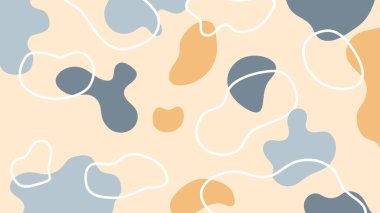 Pürüzsüz renkli formlar ve yumuşak çizgi hareketleri içeren bej soyut arkaplan, yaratıcı görseller için ideal.