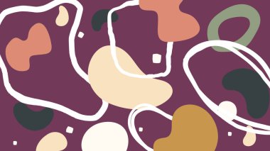 Soyut krema, hardal ve şeftali damlaları beyaz çizgili erik tabanlı. Neşeli organik akışı olan modern arkaplan.