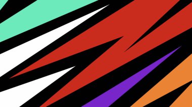 Güçlü mor, kırmızı ve mavi elementlere sahip açısal soyut arkaplan. Cesur hareketi ve çağdaş görsel tarzı yakalayan grafik tasarımı.