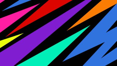 Kırmızı, mavi, turuncu ve deniz mavisi renkli açılı arka plan. Dijital sanat ve görsel pop kültür projeleri için uygun enerjik ve cesur tasarım.