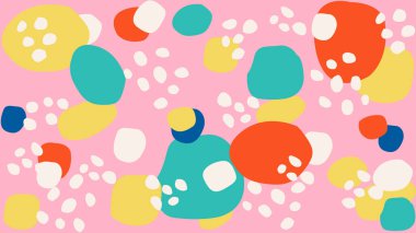 Pembe tuval üzerinde çocuksu renkler, eğlenceli projeler için yumuşak görsel enerji sunuyor..