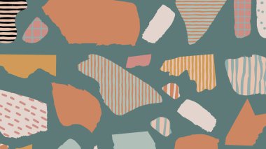 Düzensiz taşımsı şekillere sahip soyut bir arka plan. Toprak tonlarında ve oyuncu dokularda. Modern tasarım, el sanatları ve yaratıcı görseller için ideal..