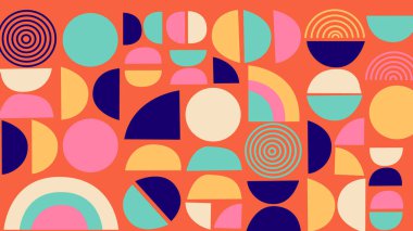 Canlı turuncu bir tabanda yumuşak şekiller ve dinamik eğriler içeren modern soyut kompozisyon. Sanatsal dijital kullanım için renk ve geometrinin görsel bir karışımı.