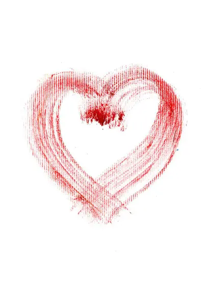 Arka plan suluboya darbelerle çizilmiş bir kalbin çizimi..