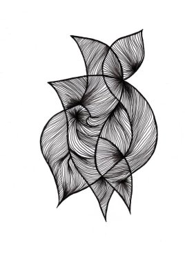 Siyah doğruyla kesişen çizgilerle soyut illüstrasyon.