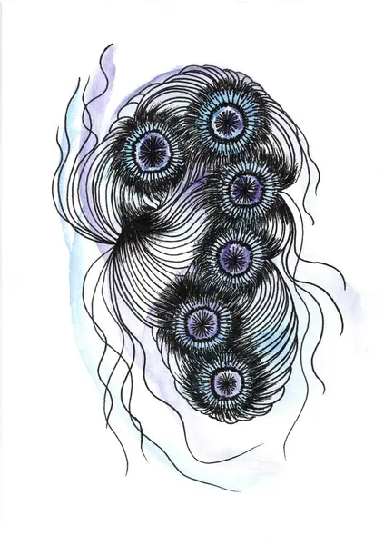  Karmaşık desenli kıvrımlı tavus kuşu tüylerinin büyüleyici siyah-beyaz çizimi zarafet ve güzellik sergiliyor..