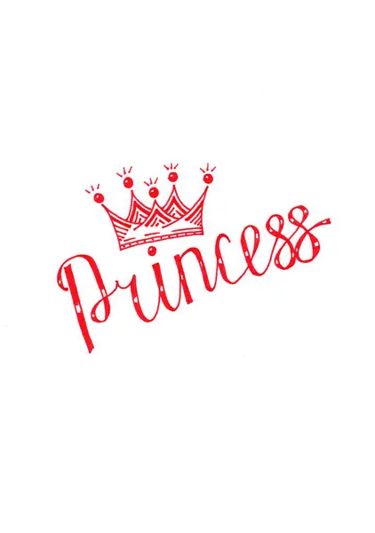 Üzerinde kırmızı çizgili prensesin olduğu bir taç tasviri..