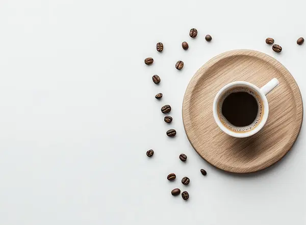 Beyaz arka planda bir fincan kahve.