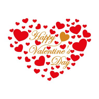 Happy Valentine's Day lettering on red love shape background clipart