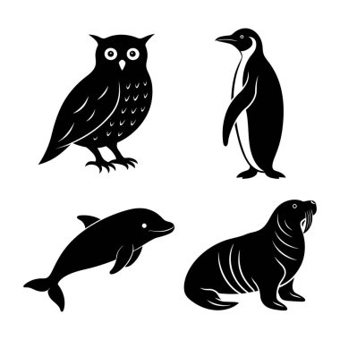 Kar Hayvanı Siluet Vektör İllüstrasyon 2