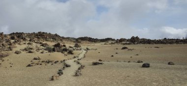 Lanzarotun volkanik manzarası, kanarya adaları, İspanya.