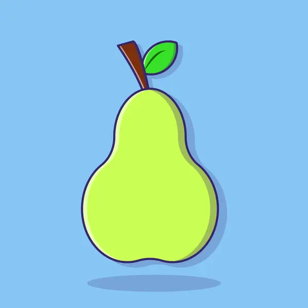 Tek Armut İllüstrasyonu: Açık mavi bir armuta karşı tek ve olgun bir armutun canlı bir çizimi. Armut basit ama çekici bir şekilde tasvir edilir..