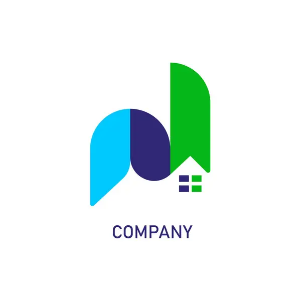  Gayrimenkul Logosu Tasarımı: Organik şekiller ve canlı renkler kullanan bir evi temsil eden soyut bir logo, 'Şirket' etiketi mülkiyet veya inşaat sektörünü simgeliyor.