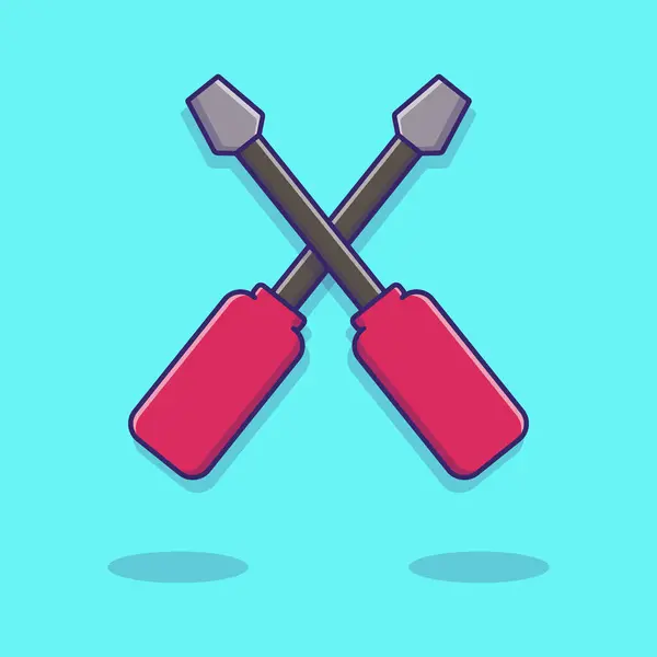 İki tornavida, hassasiyet ve problem çözme araçları, canlı bir deniz mavisi zemininde kesişiyor, işlevsellik, onarım ve işçiliğin somutlaştırılması.