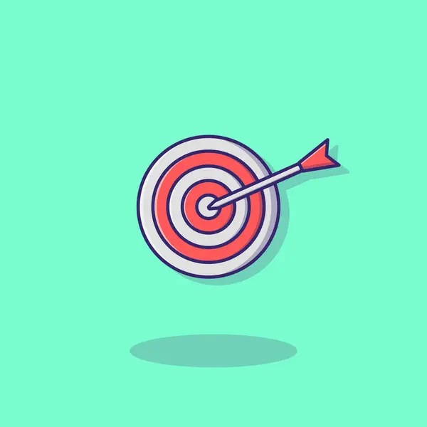 Hedefin tam ortasına bir ok isabet ediyor, düz bir tasarımda hassasiyeti, doğruluğu ve başarıyı simgeliyor..