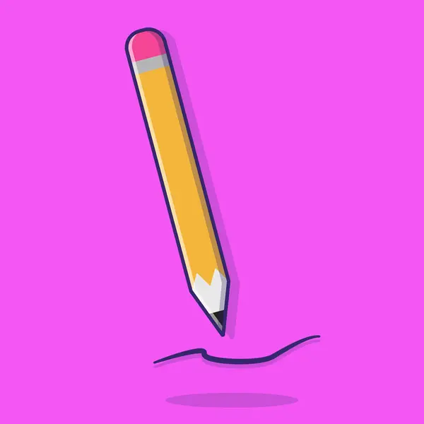 Pembe üzerine kalem çizimi: Pembe silgiyle parlak pembe bir tuval üzerinde, yaratıcılığı sembolize eden, hassas bir iz bırakan, pembe silgiye sahip sarı bir kalemin canlı bir çizimi. 