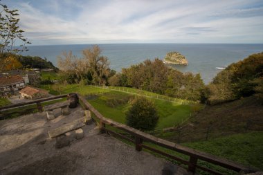 bitki örtüsü ve mavi gökyüzü ile deniz manzarası