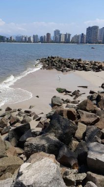 Arka planda plaj ve deniz manzarası