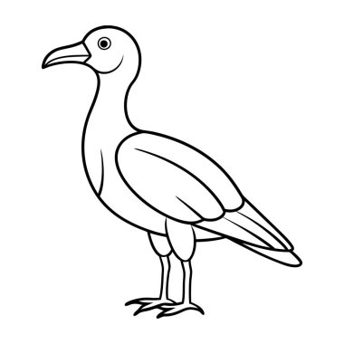 Bir akbabanın siyah-beyaz çizimi. Çizgi film biçimi.