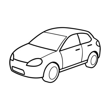 beyaz arkaplan üzerinde araba simgesi, satır ve dolum biçimi, vektör illüstrasyonu