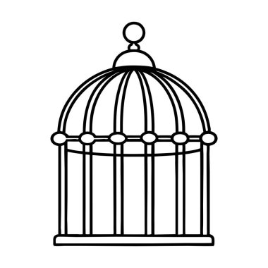 Kafes kuşu hayvan izole edilmiş ikon vektör çizimi tasarımsal çizgi biçimi