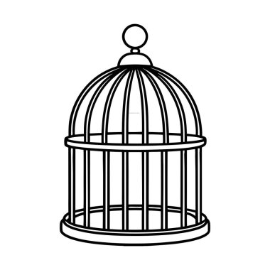 Kafes kuşu hayvan izole edilmiş ikon vektör çizimi tasarımsal çizgi biçimi
