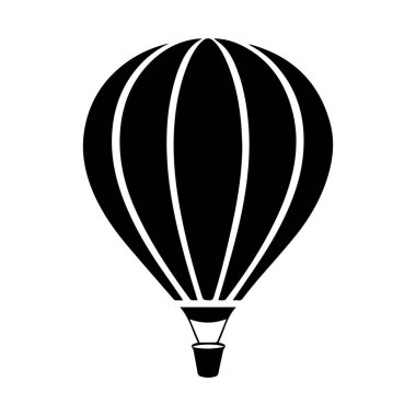 Sıcak hava balonu simgesi resim vektör çizimi siyah ve beyaz renk