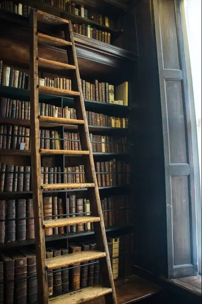 bir raf üzerinde eski kitaplar