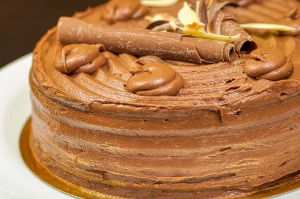 Bir çikolatalı pastanın fotoğrafını kapat.