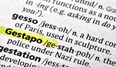 sözlükte gestapo kelimesi vurgulandı