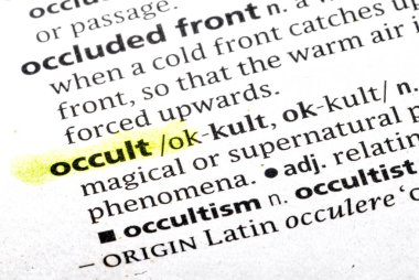 bir sözlükte vurgulanan okült sözcüğü 