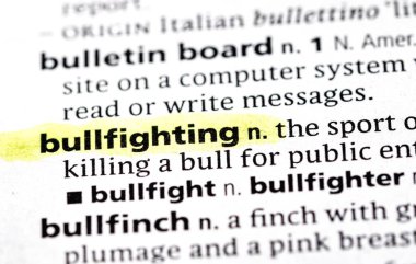 Bir sözlükte boğa güreşi kelimeleri vurgulandı